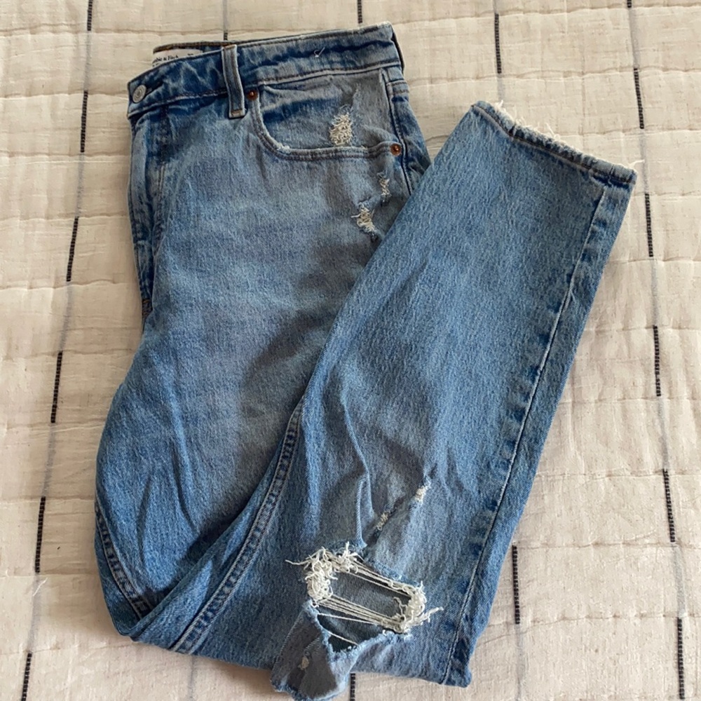 Abercrombie Distressed Curve Love Skinny High Rise Jeans